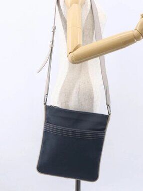 LOEWE anagram Shoulder Bag PVC Navy Silve